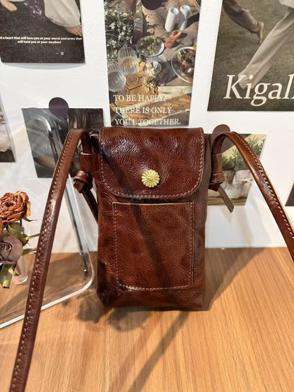 Retro Handmade Leather Mini Portable Phone Bag