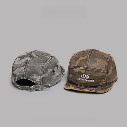 Retro Flip Hat Camouflage Beret Casual Cap Adjustable Hat