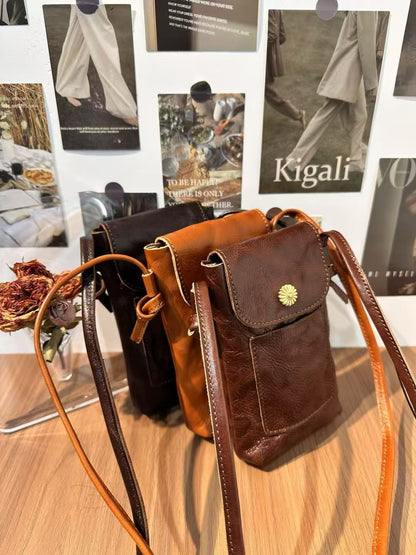 Retro Handmade Leather Mini Portable Phone Bag