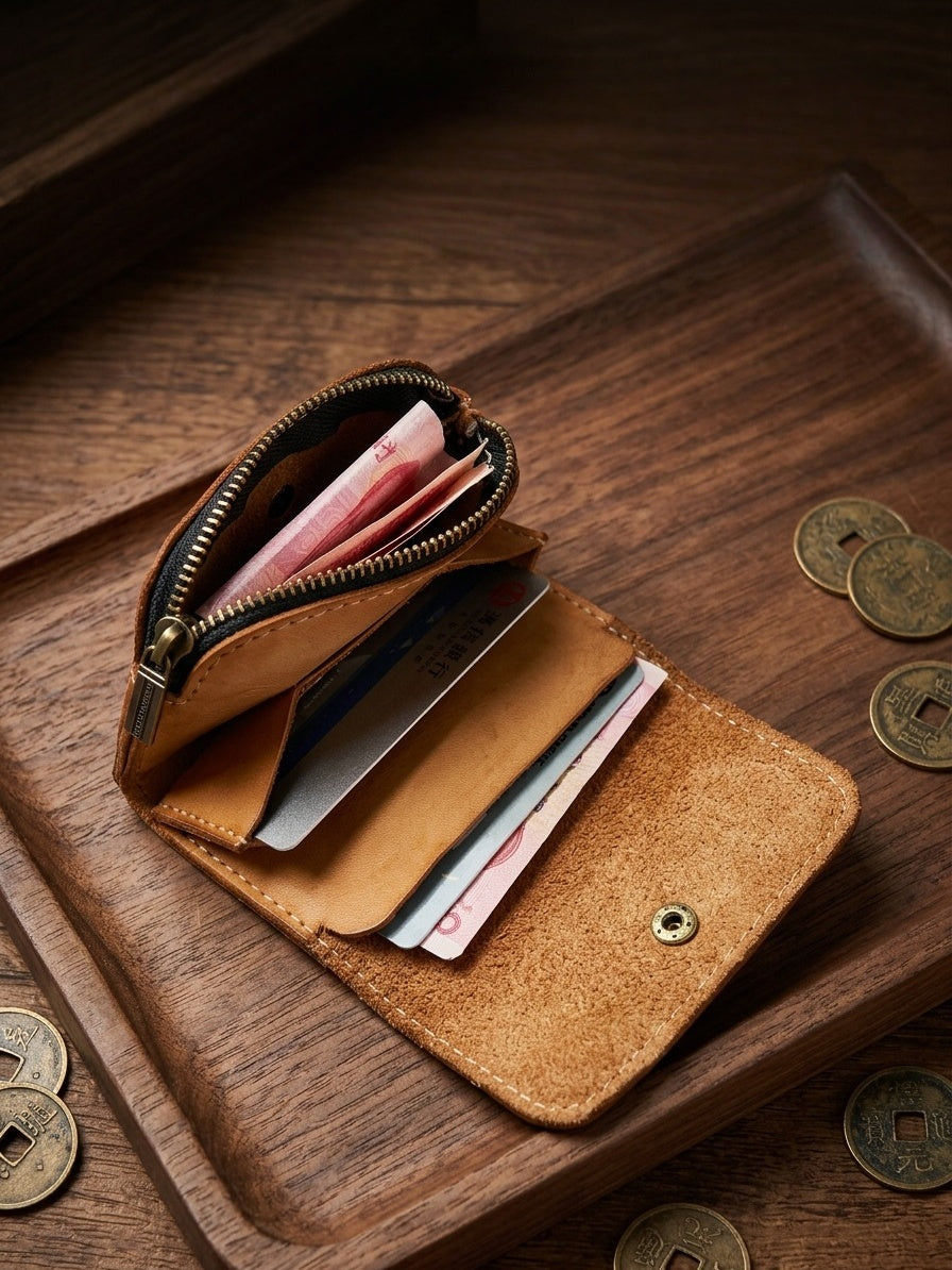 Vintage Leather Cards Holder Coin Wallet