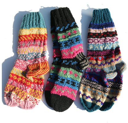 Winter Wool Colorful Mid-calf Socks Ethnic Style Socks