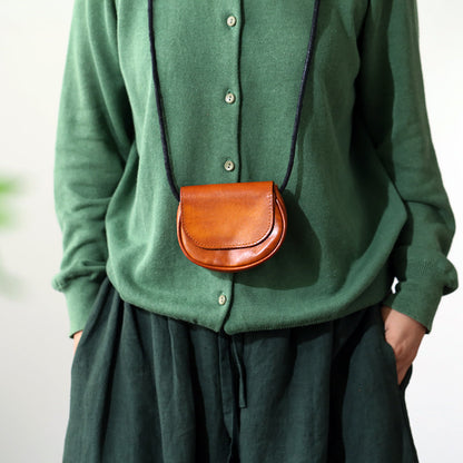 Retro Handmade Leather Card Wallets Mini Crossbody Bags
