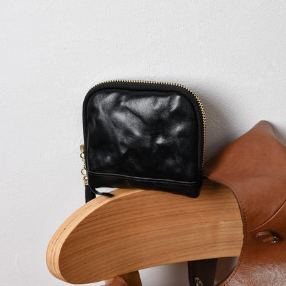 Retro Handmade Leather Zipper Card Wallets