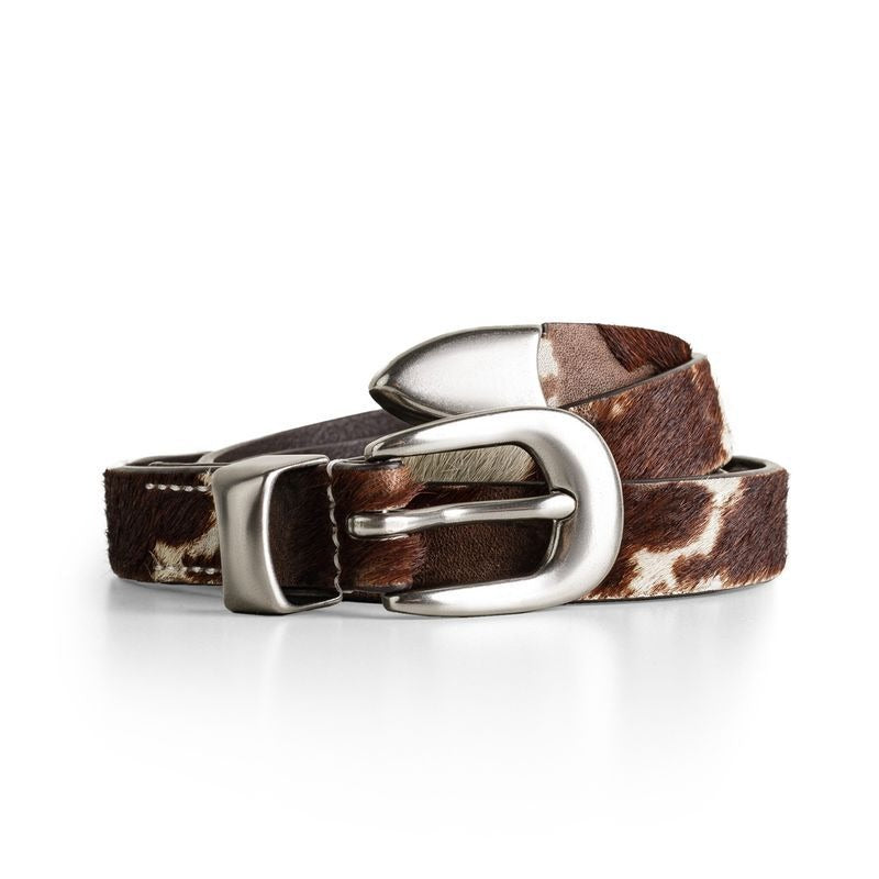 Retro Black Leopard Print Horsehair Genuine Leather Belt