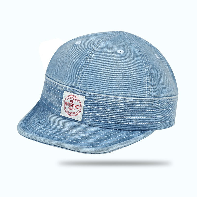 Retro Denim Flip Hat Beret Casual Cap Adjustable Hat
