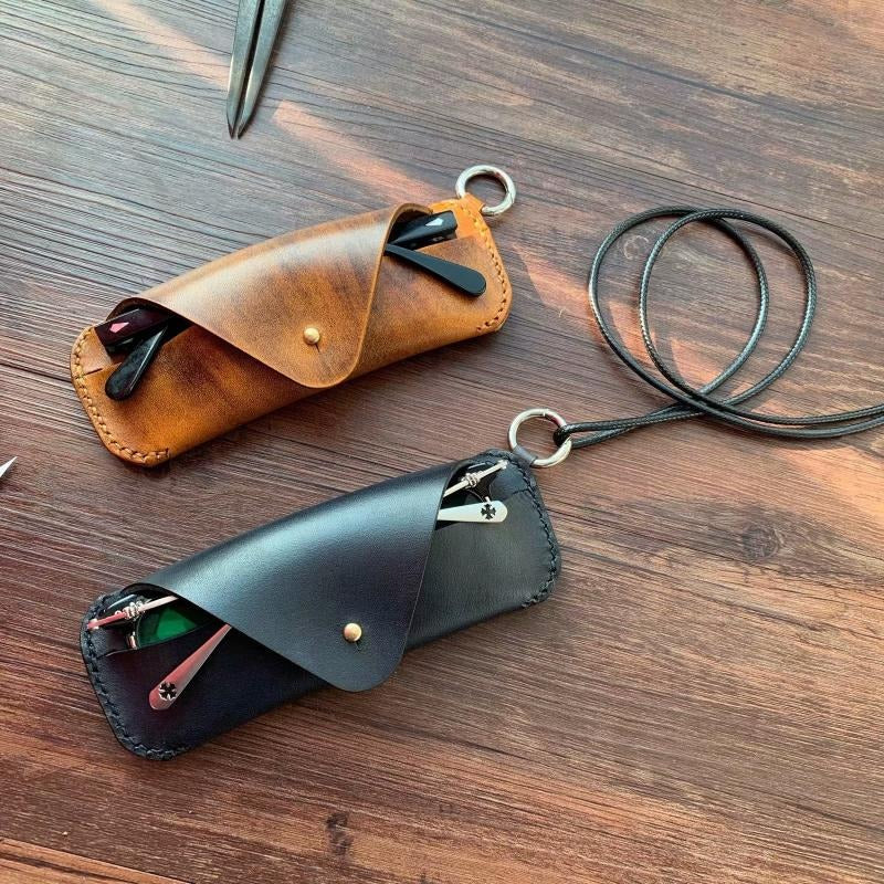 Retro Tanned Leather Glasses Case