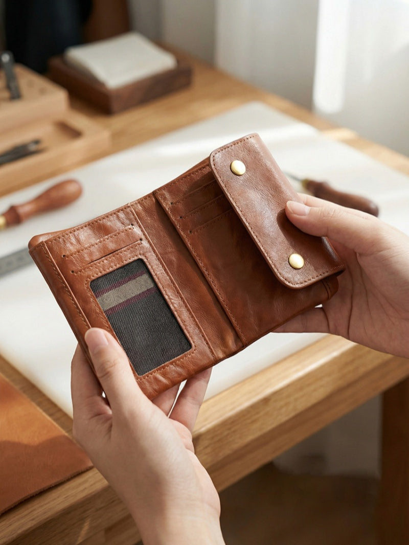 Retro Leather Handmade Short Wallets