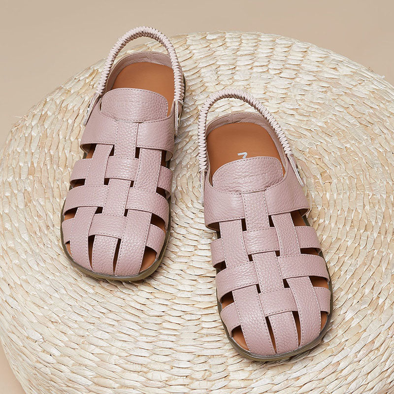 Retro Leather Breathable Soft Sole Sandals