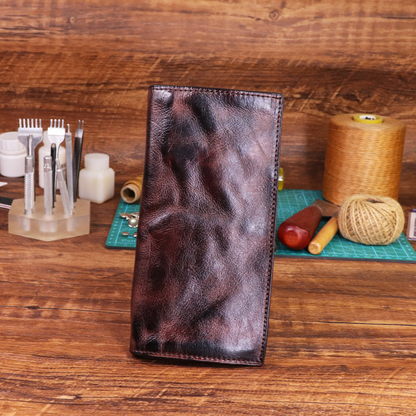 Men's Vintage Genuine Leather Wallet - Handmade Large Capacity Cowhide Money Clip