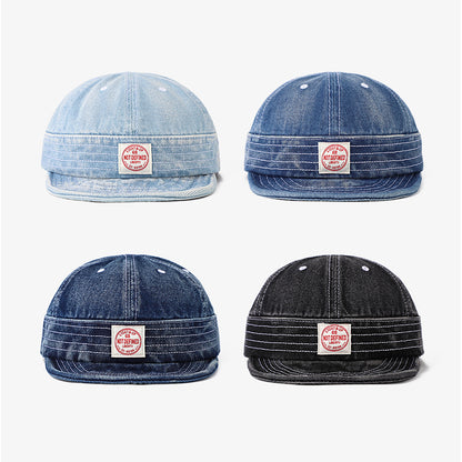 Retro Denim Flip Hat Beret Casual Cap Adjustable Hat