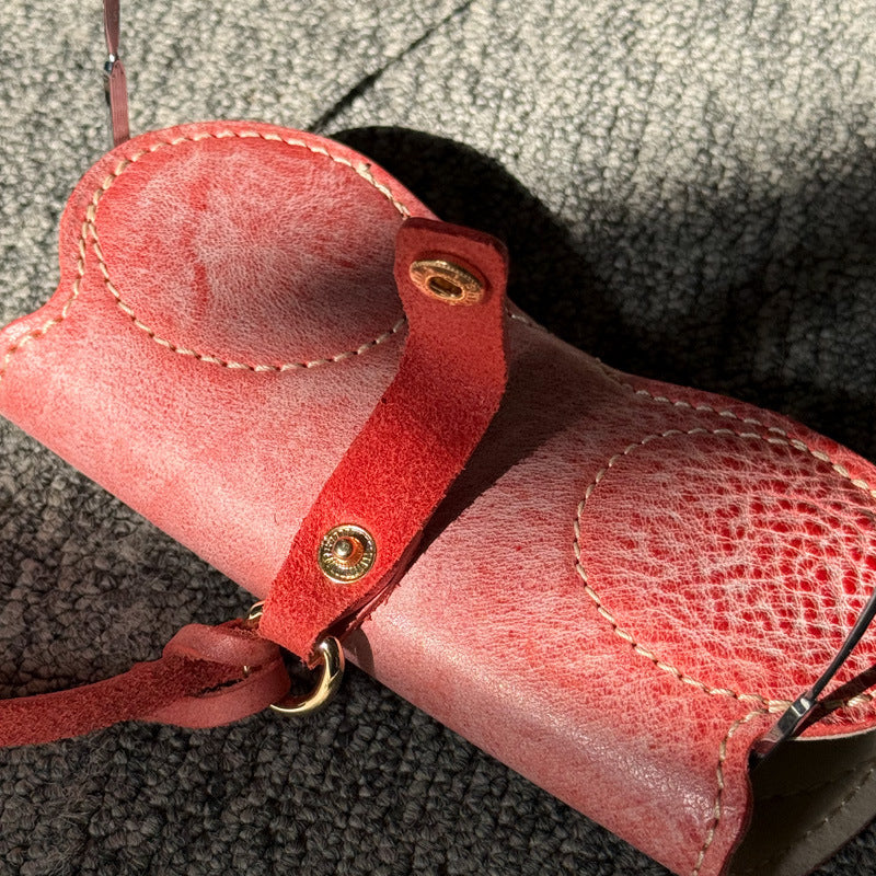 Retro Handmade Wax Leather Glasses Case