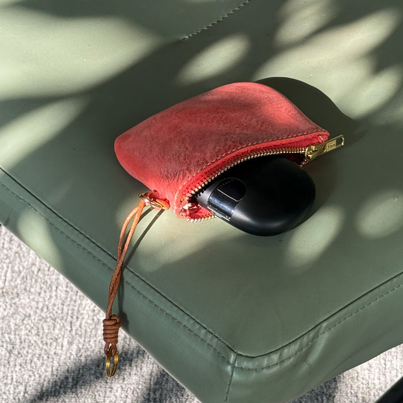 Retro Handmade Leather Zipper Wallet