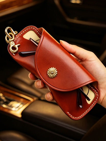 Retro Tanned Leather Glasses Case