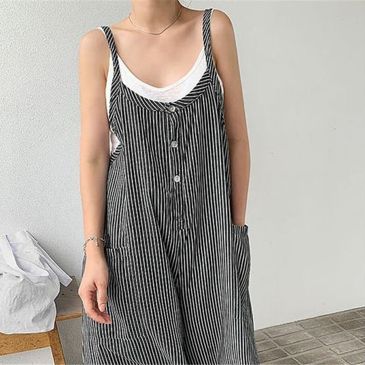 Vintage Striped Loose Causal Overalls