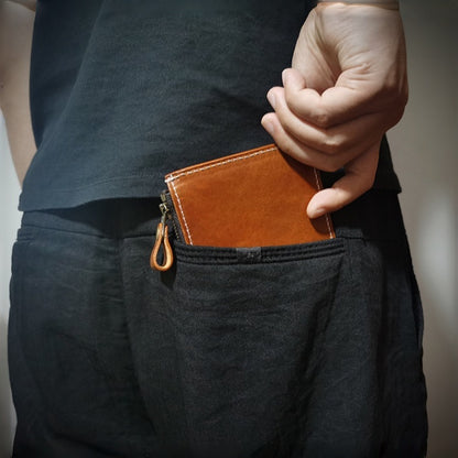 Retro Handmade Leather Zipper Wallet Coin Holder