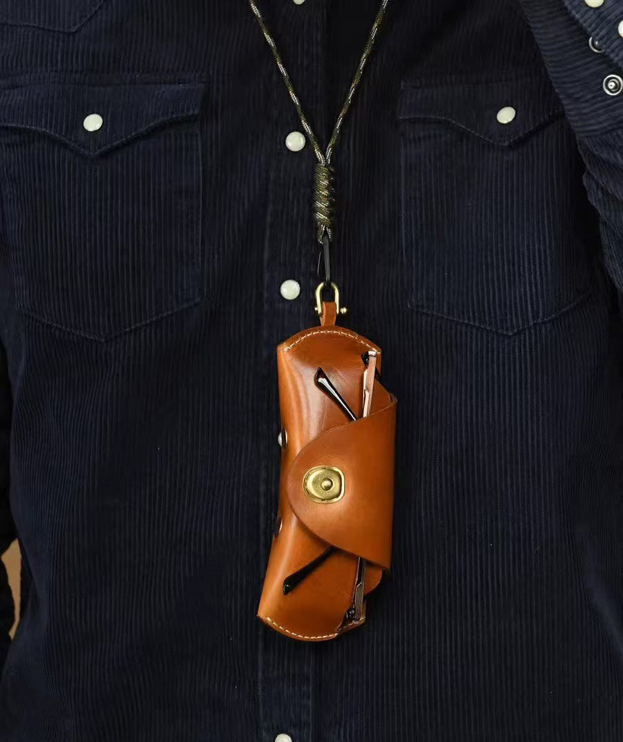 Vintage Tanned Leather Glasses Case