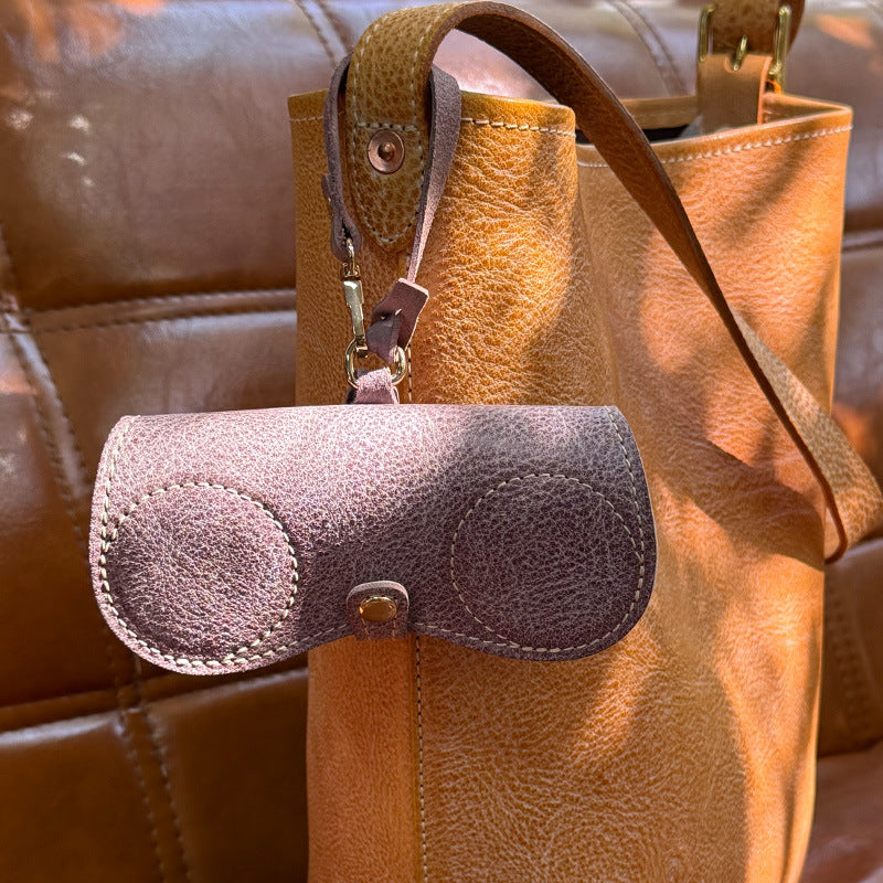Retro Handmade Wax Leather Glasses Case