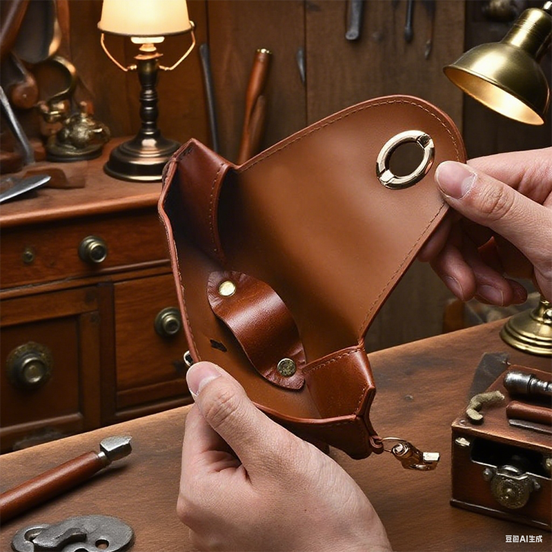 Unisex Portable Pressure-resistant Genuine Leather Prescription Glasses and Sunglasses Case