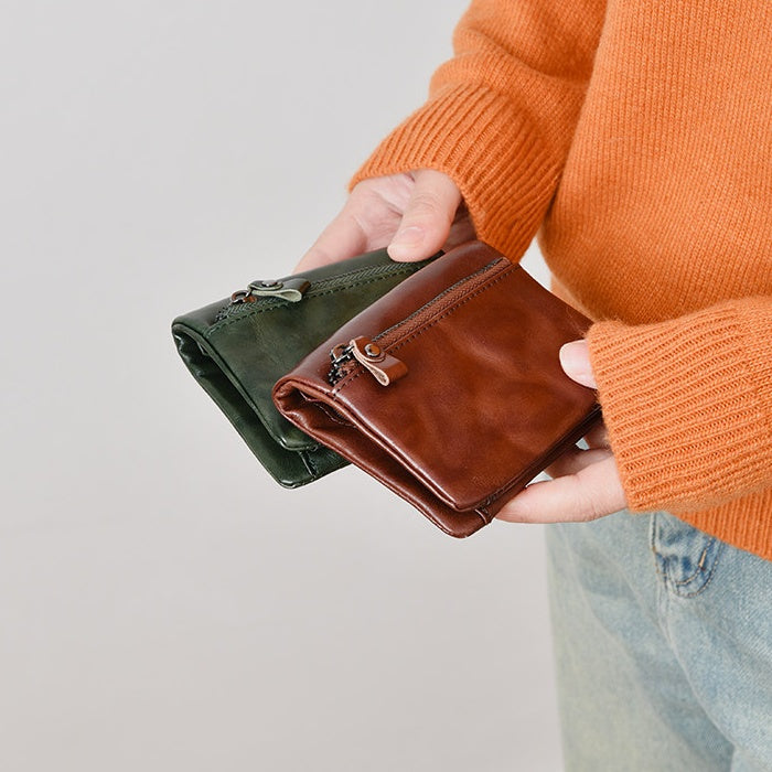 Retro Leather Handmade Short Wallets