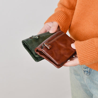 Retro Leather Handmade Short Wallets