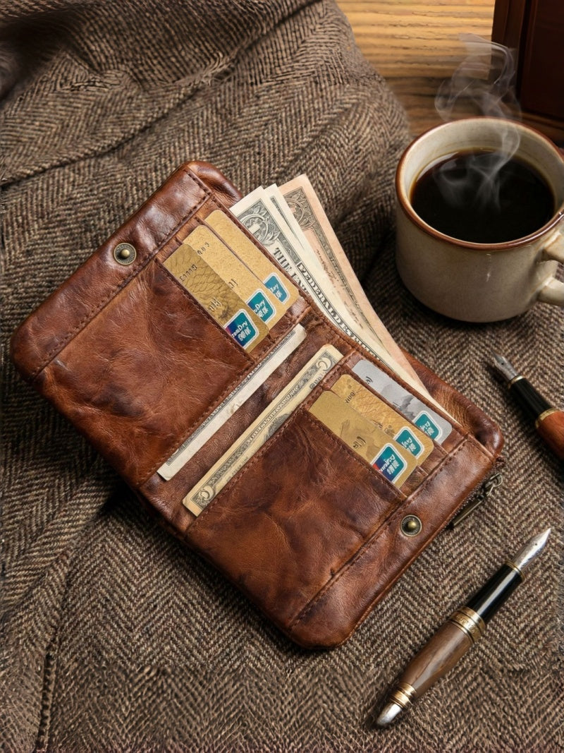 Retro Leather Handmade Short Wallets