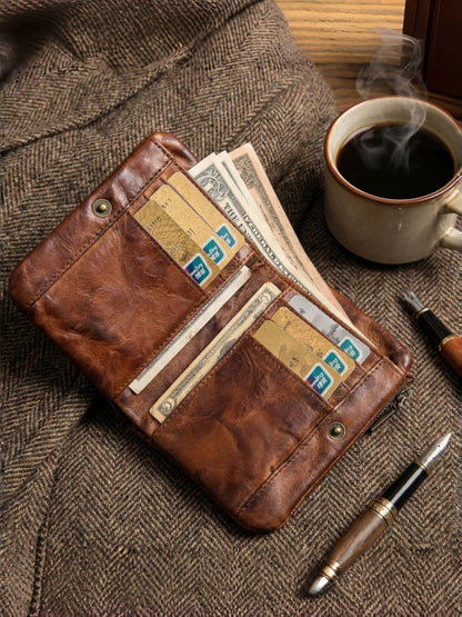 Retro Leather Handmade Short Wallets
