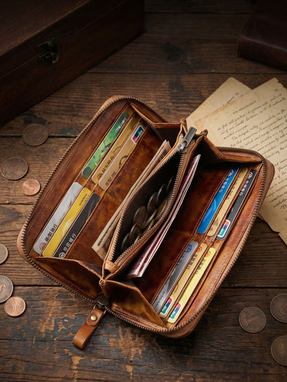 Retro Handmade Leather Wallet Multi-card Slots Wallet