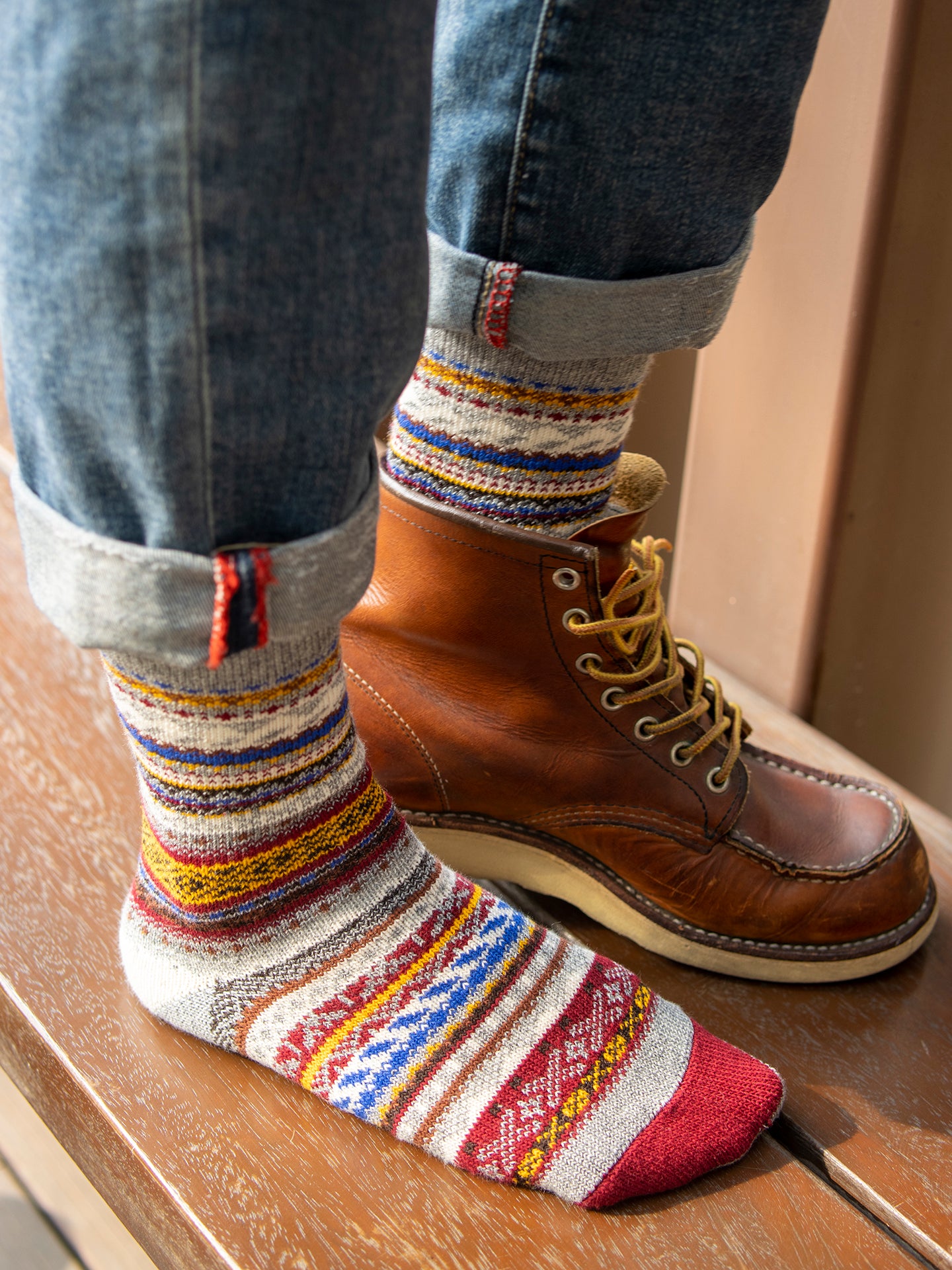 3 Pairs Winter colorful mid-calf socks thickened ethnic style boot socks