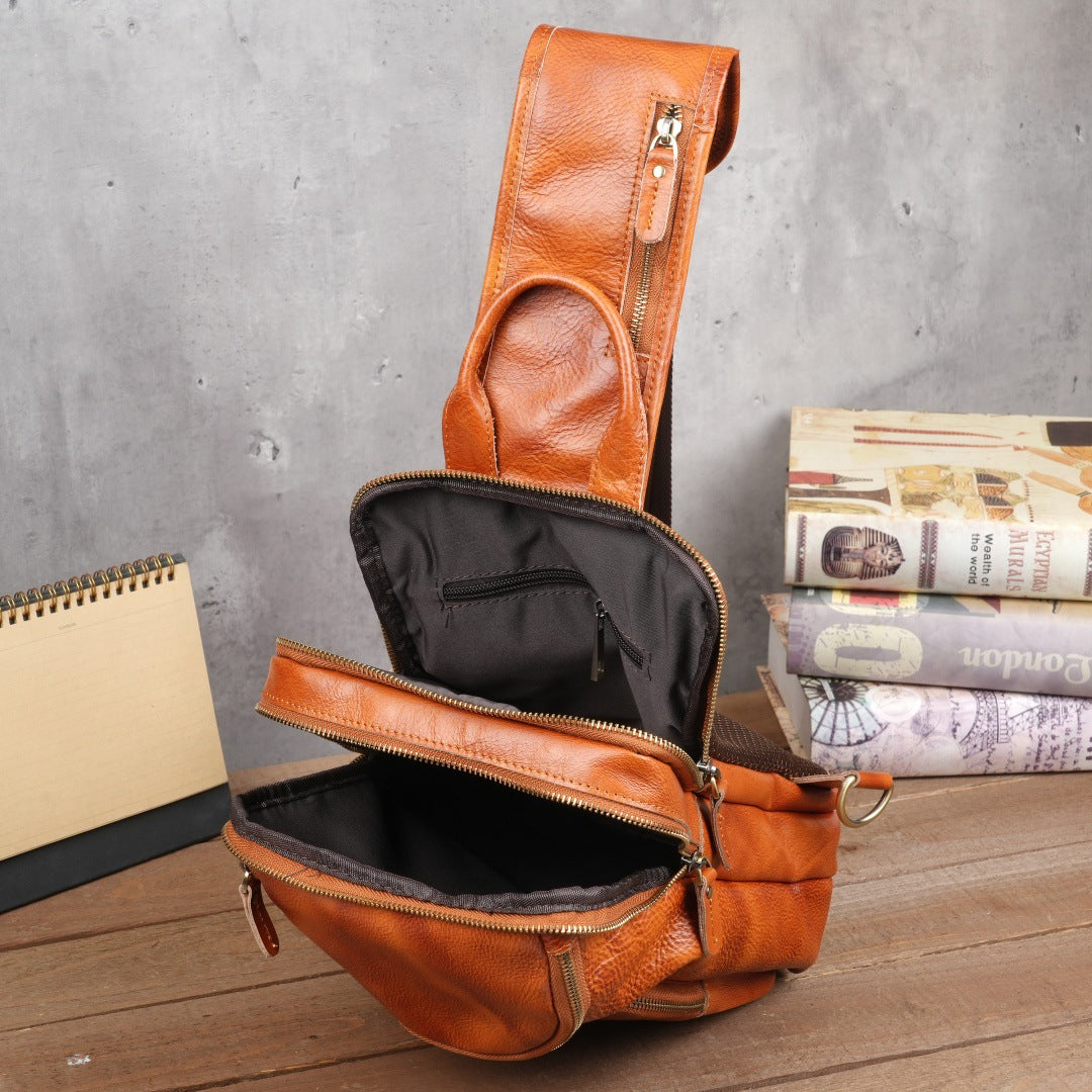 Retro Handmade Leather Chest Bag Crossbody Bag