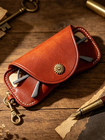 Retro Tanned Leather Glasses Case