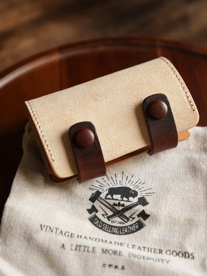 Retro Vegetable Tanning Leather Contrast Color 12 Card Slots Card Holder