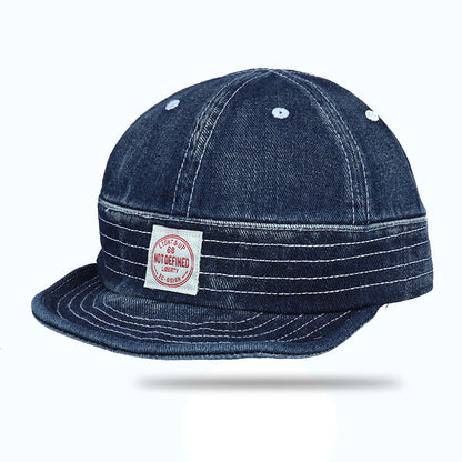 Retro Denim Flip Hat Beret Casual Cap Adjustable Hat