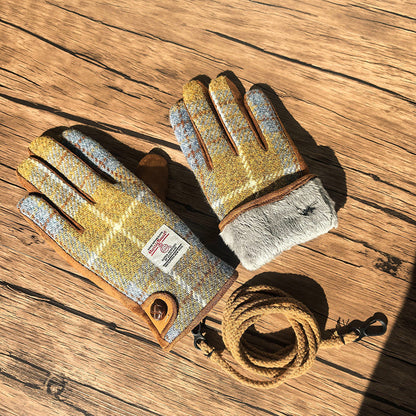 Retro Wool Touchscreen Tweed Plaid Gloves