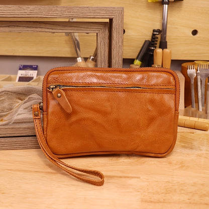 Retro Leather Distressed Top-Grain Cowhide Clutch Bag