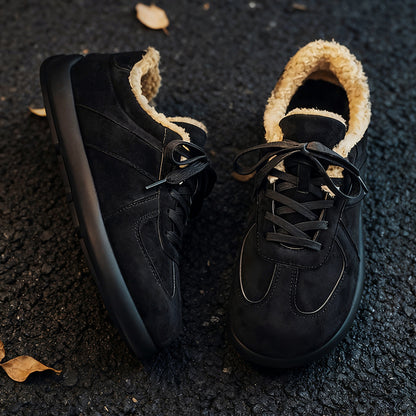 Retro Velvet Thickened Lace-up Warm Shoes