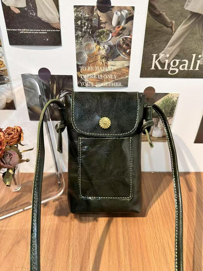 Retro Handmade Leather Mini Portable Phone Bag
