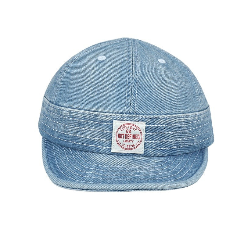 Retro Denim Flip Hat Beret Casual Cap Adjustable Hat