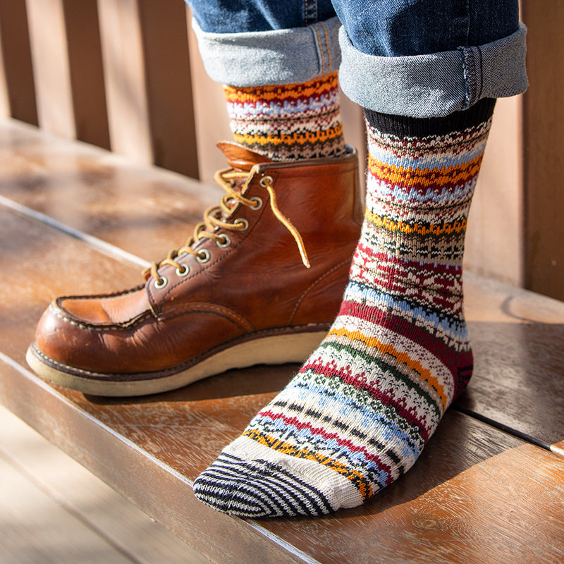 Winter colorful mid-calf socks thickened ethnic style boot socks