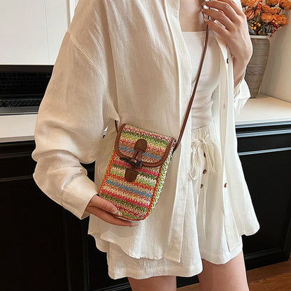 Retro Woven Phone Bag Chic Crossbody Bag