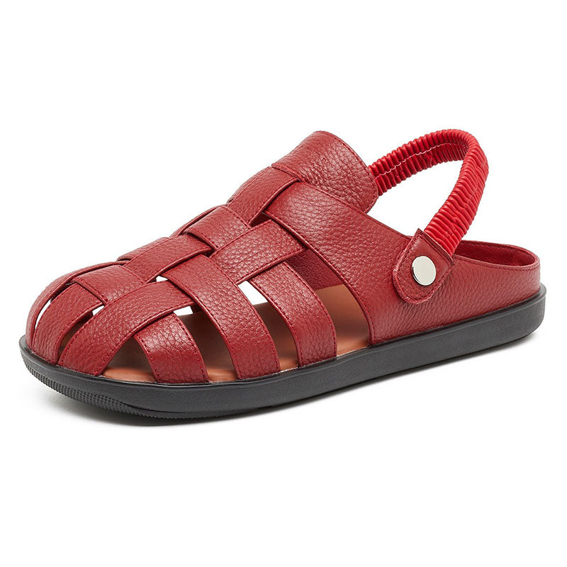 Retro Leather Breathable Soft Sole Sandals