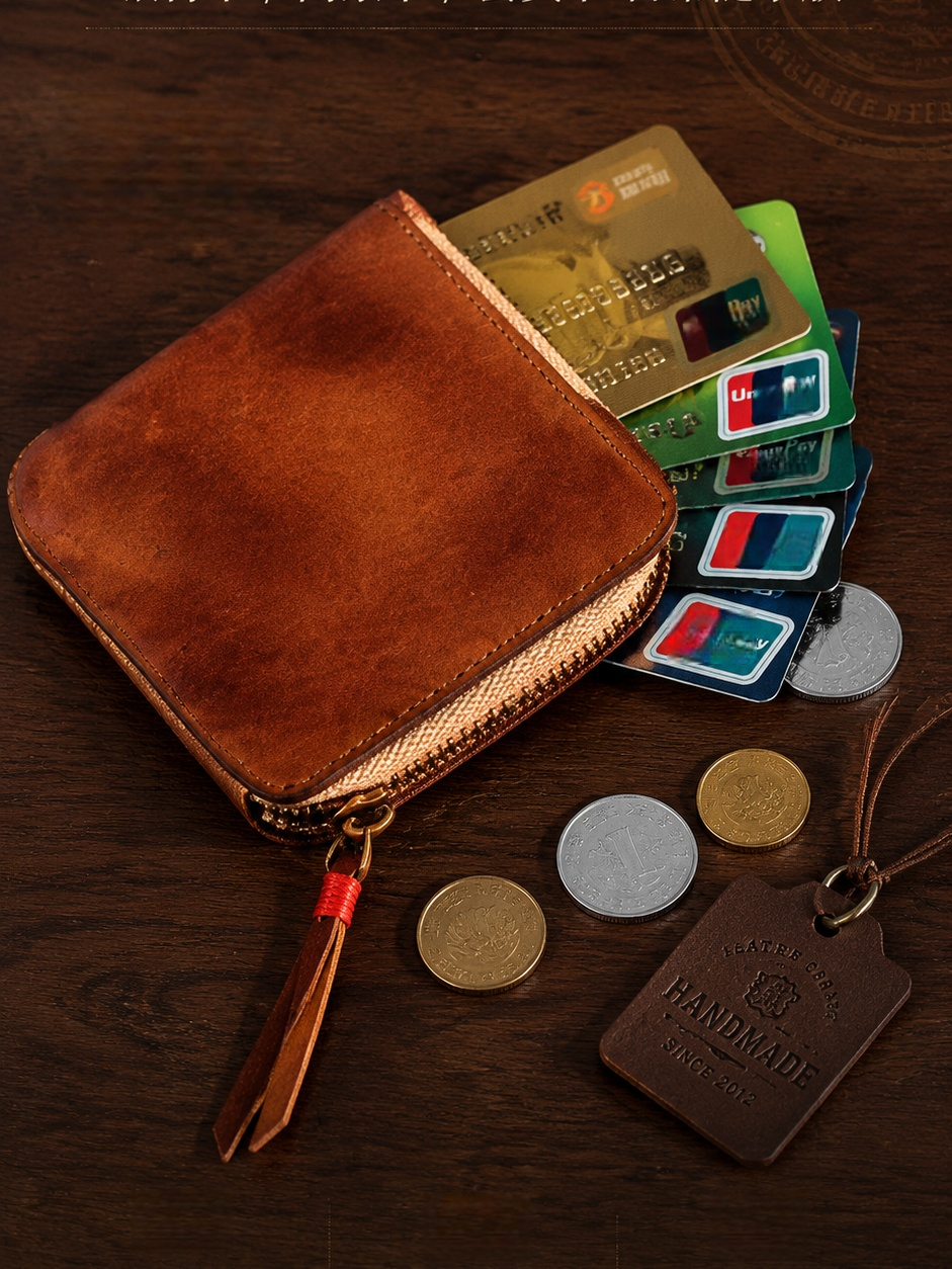 Vintage Zipper Cards Holder Coin Wallet