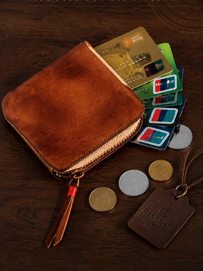 Vintage Zipper Cards Holder Coin Wallet