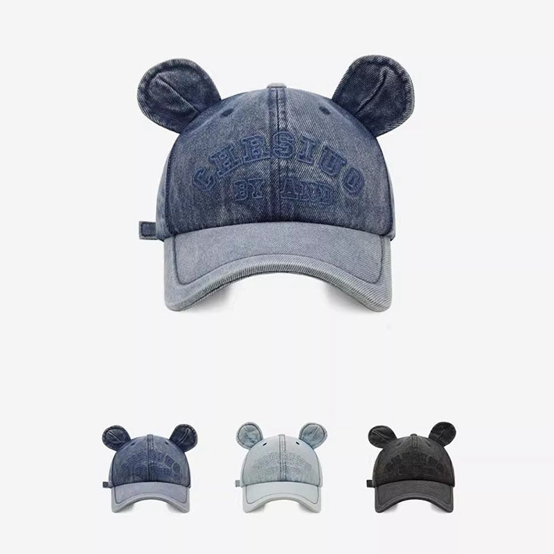 Denim Cute Little Bear Ear Baseball Cap