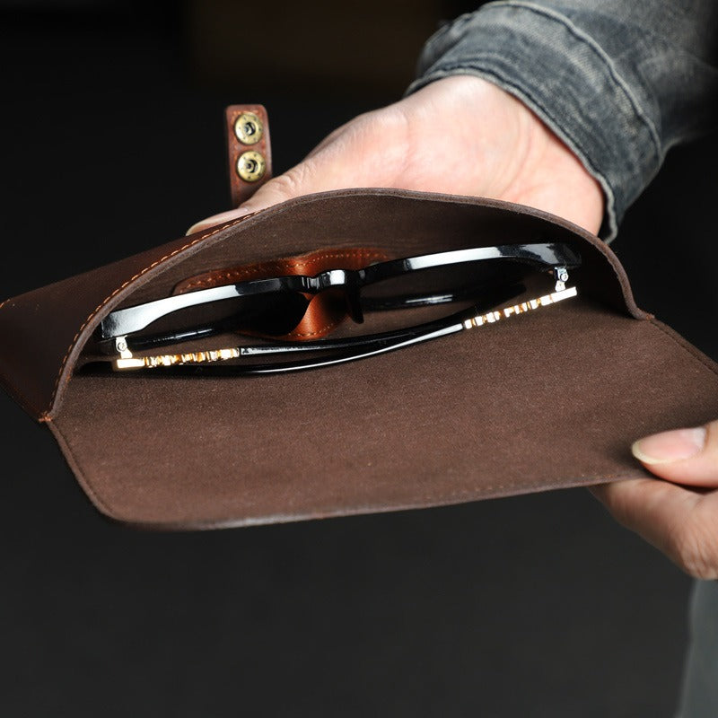 Retro Handmade Leather Glasses Case