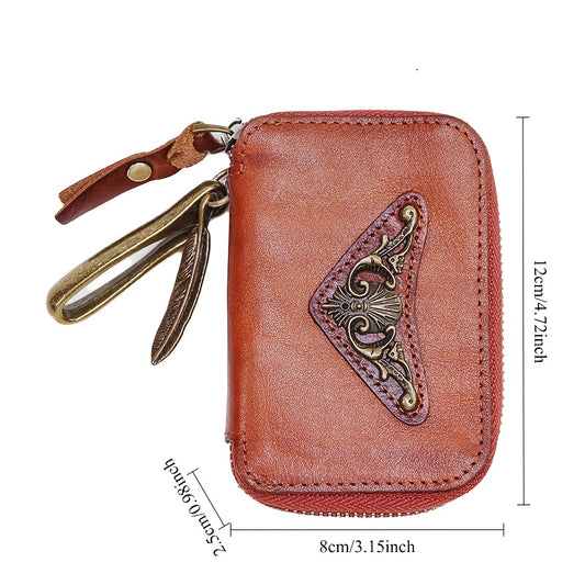 Vintage Leather Key Pouch Also Serves As a Coin And Card Holder