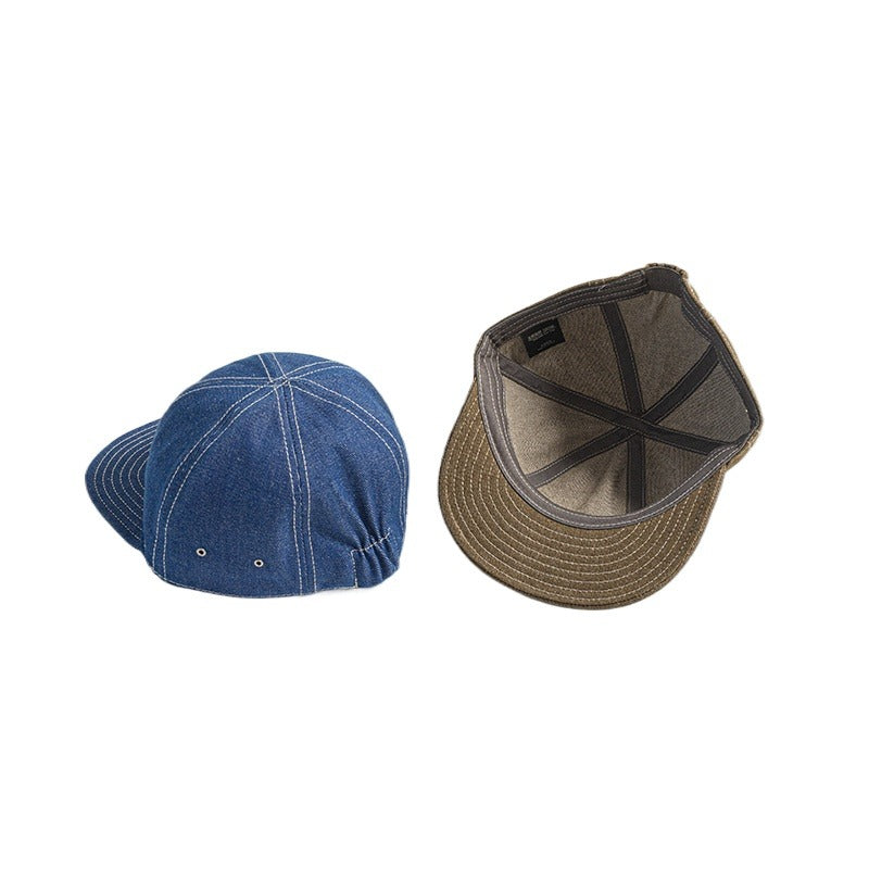 Retro Denim Flip Hat Beret Casual Cap Adjustable Hat