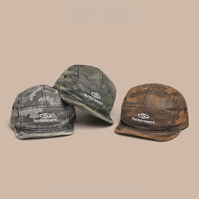 Retro Flip Hat Camouflage Beret Casual Cap Adjustable Hat