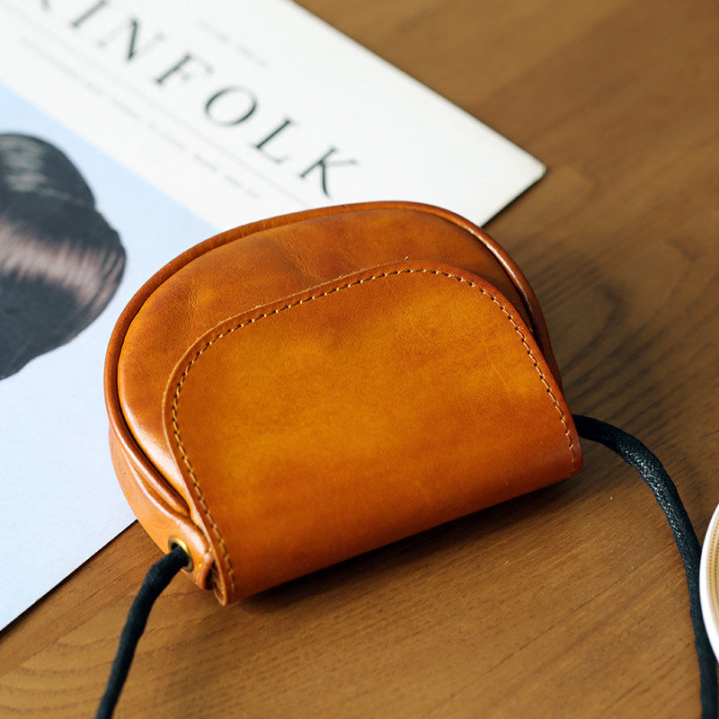Retro Handmade Leather Card Wallets Mini Crossbody Bags