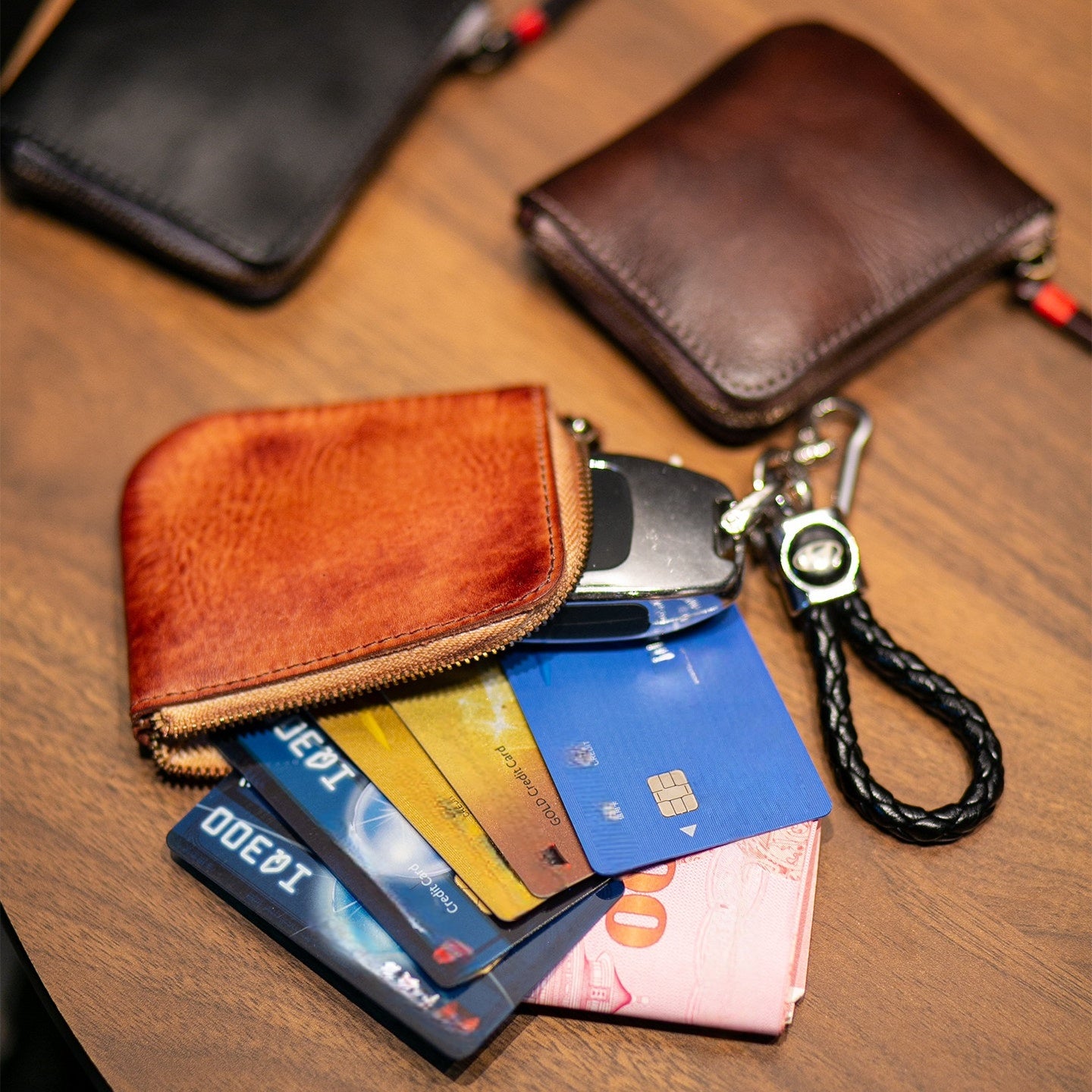 Vintage Zipper Cards Holder Coin Wallet