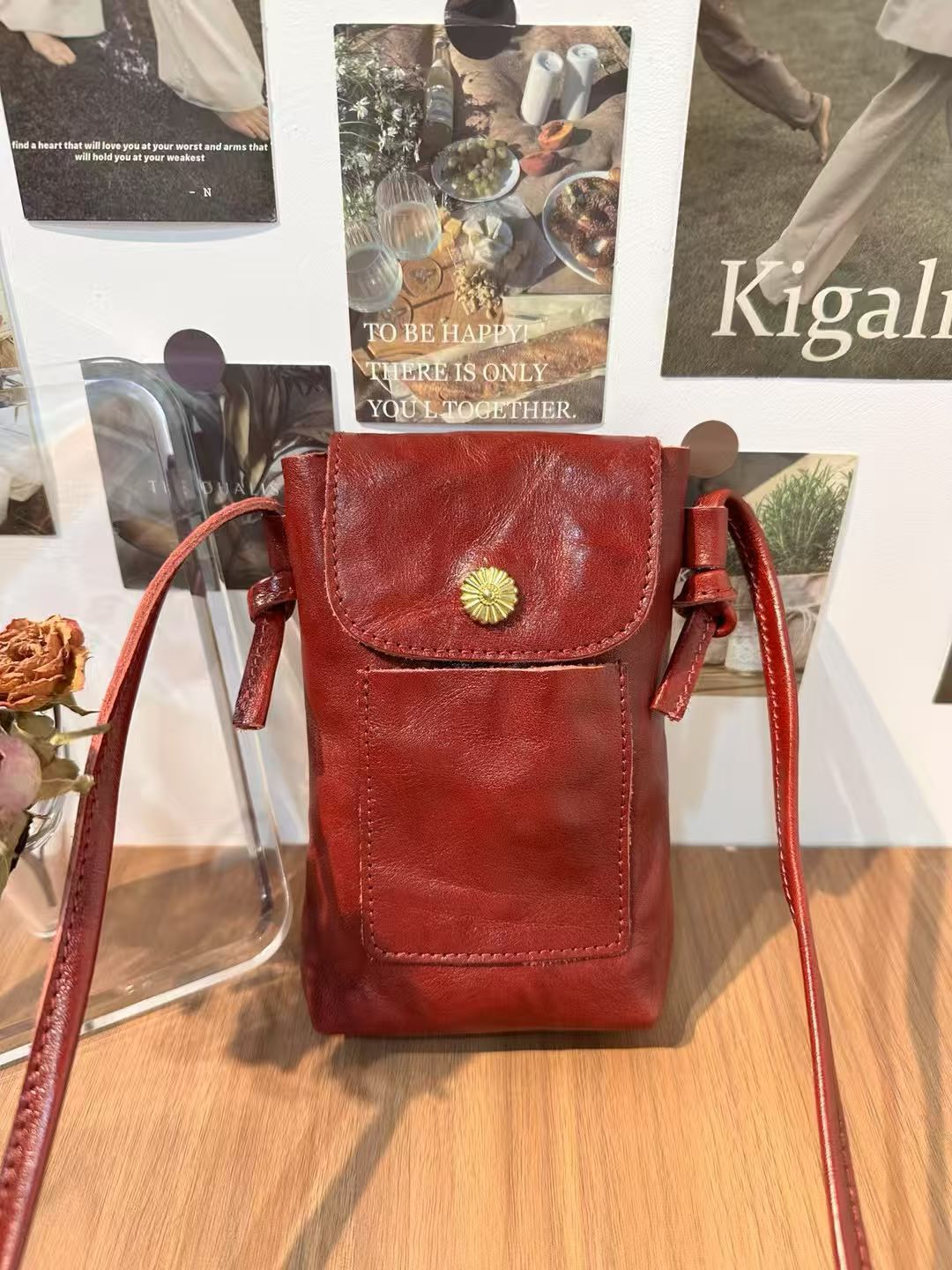 Retro Handmade Leather Mini Portable Phone Bag